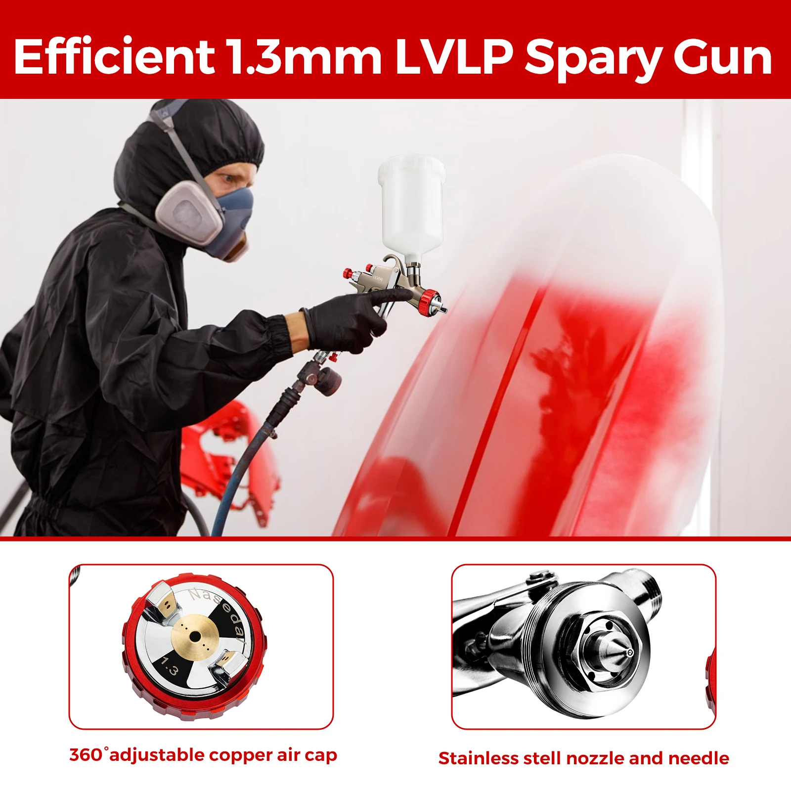 R500 LVLP Spray Gun Airbrush Car Painting gun. 1.3mm High quality 600cc Spray Gun