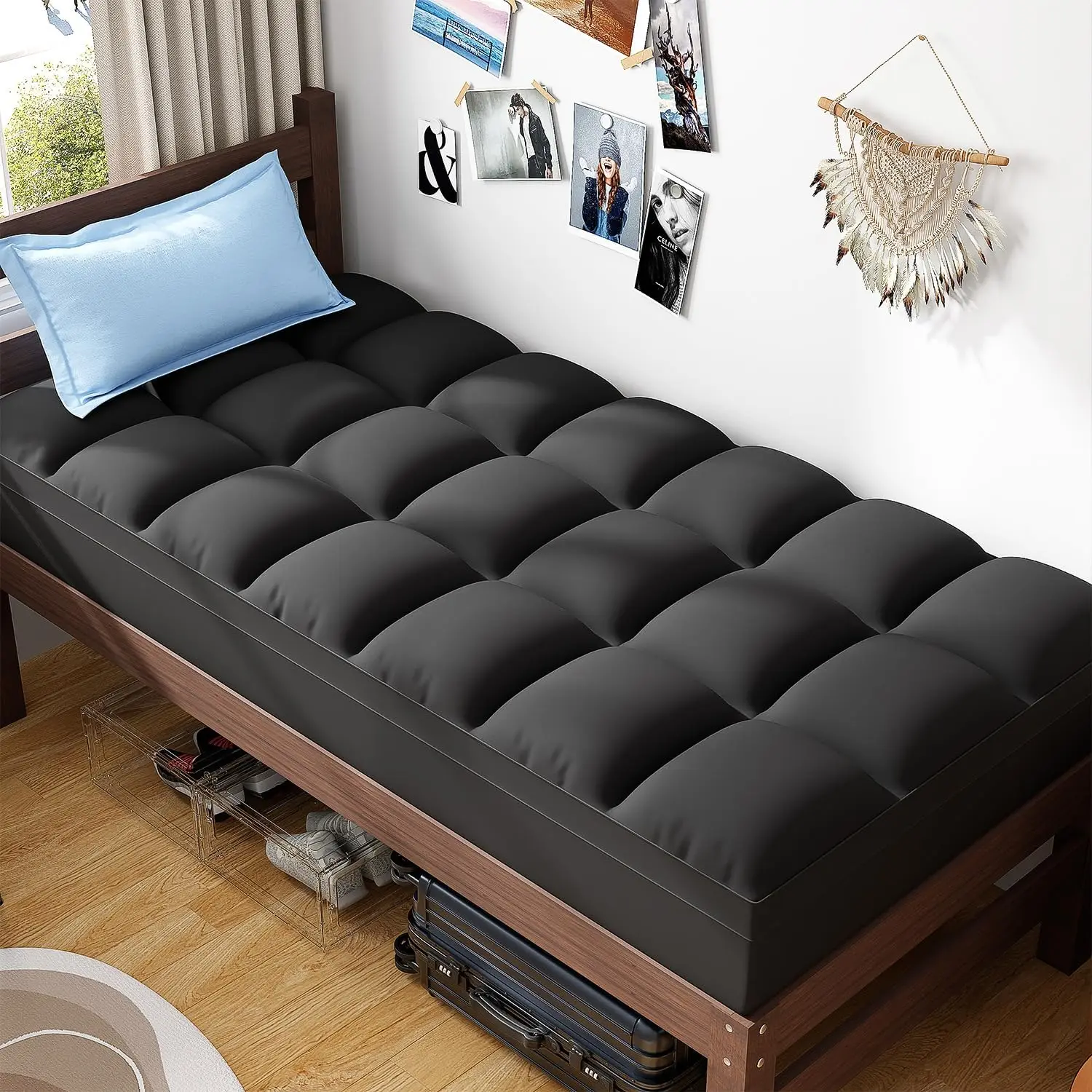 

Extra Thick Twin XL Mattress Topper for Back Pain Relief, Soft Pillowtop Protector with Deep Pocket and Down Alternative Filling