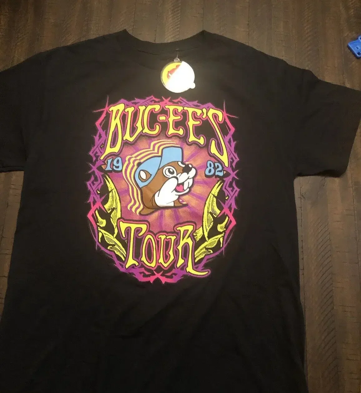 

Buc-ee's 1982 Tour черная футболка с коротким рукавом средняя Двусторонняя Техасские города