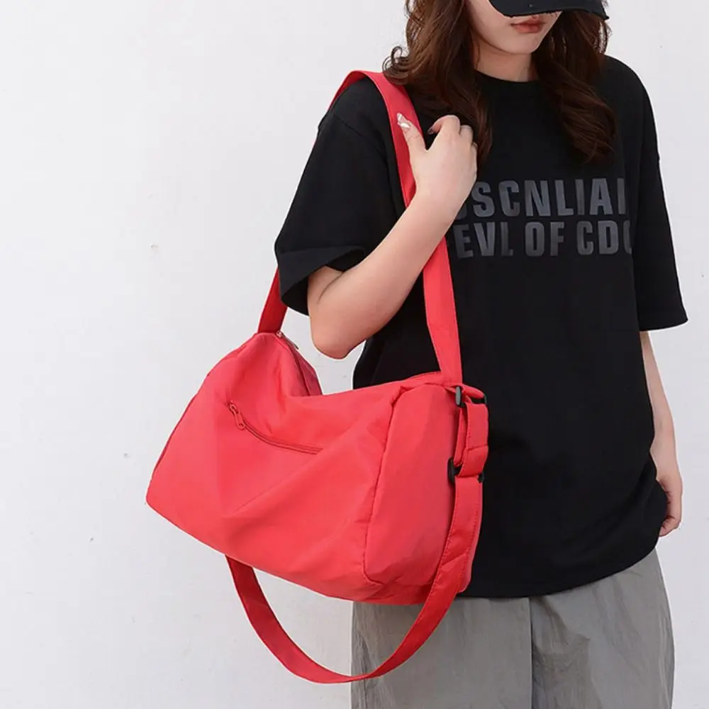 Fashionable Solid Color Crossbody Tote Bags Large Capacity Canvas Sports Shoulder Bag Niche Design Casual Luggage Bag Women