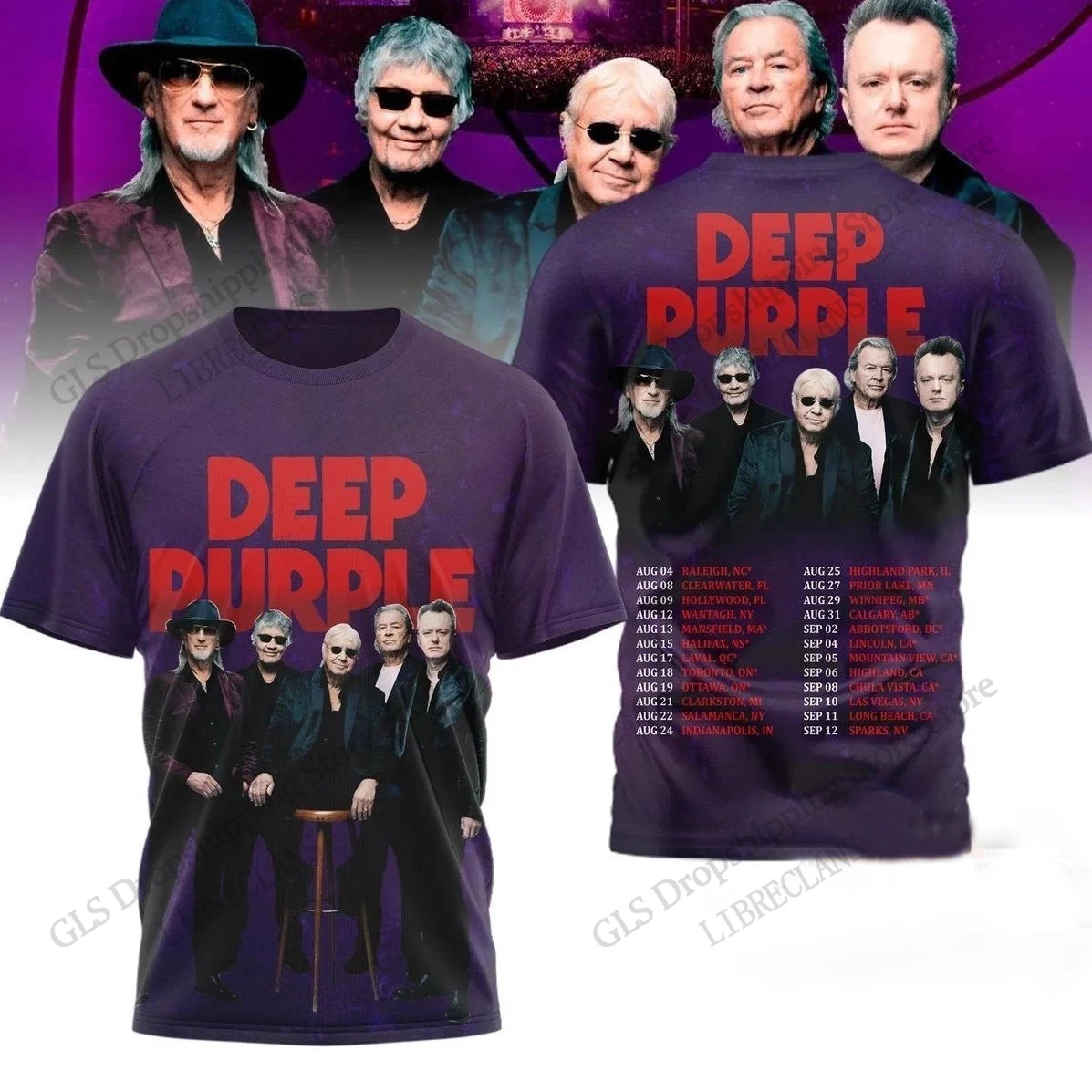 Camiseta con estampado 3d del álbum Deep Purple 2026 Tour, camisetas de manga corta transpirables a la moda para hombres y mujeres, camisetas para niños, camisetas de banda Y2k