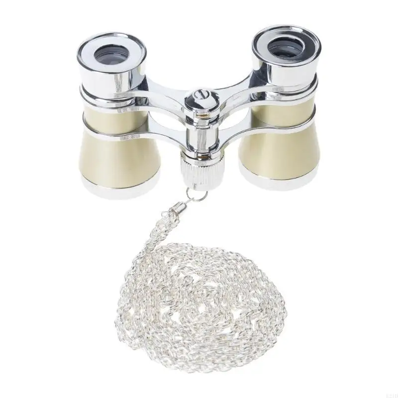 

Портативный маленький бинокулярный телескоп, очки для оперного театра, металлические очки для оперы с цепочкой, женский телескоп