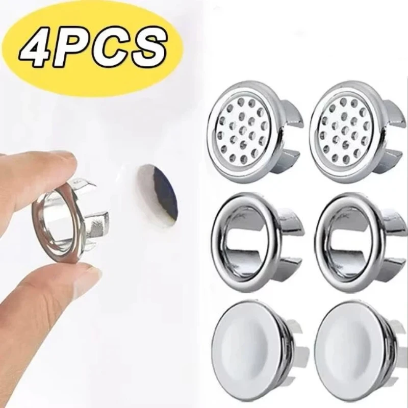 4Pcs Kitchen Bathroom Basin Circular Overflow Drain Cover Decoration Bathtub Sink Hole Overflow Hollow Washbasin Overflow