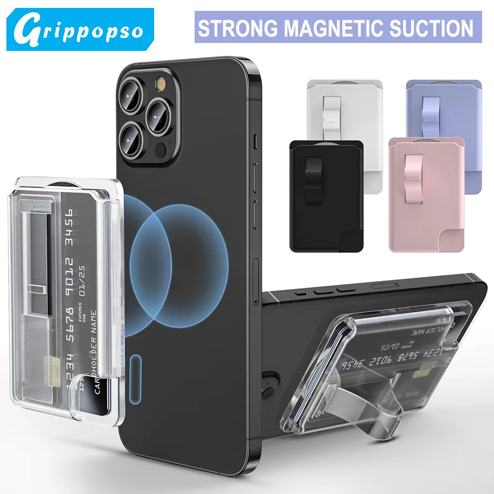 Magnetyczny portfel Grippopso Uniwersalne etui na kartę telefoniczną do iPhone'a 16 15 14 Pro Max 14 13 z uchwytem na kartę