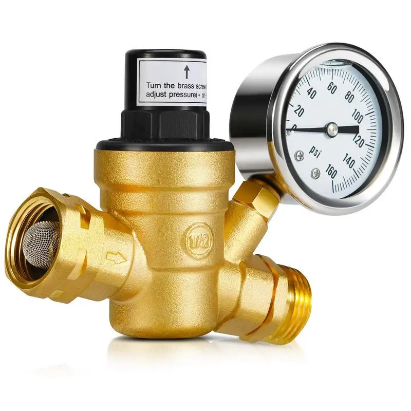 

Rv Brass Water Fittings Adjustable Water High Pressure Regulator With Gauge Camper Water Pressure Regulator For Travel Trailer