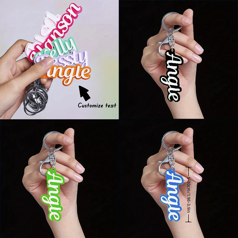 

Colored Double Layer Custom 3D Name Acrylic Keychain Personalized Fashion Nameplated Backpack Pendant Key Chain Anniversary Gift
