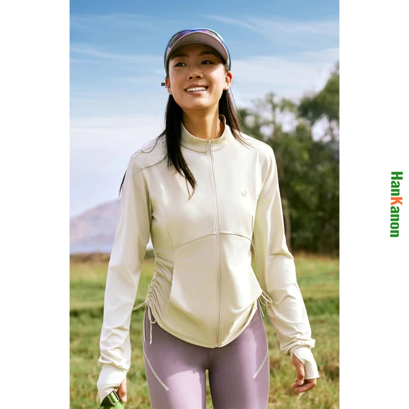 Damska kurtka chroniąca przed słońcem |   UPF 200+ |   Ultra przewiewna, chłodna i lekka koszulka z stójką do biegania na świeżym powietrzu i na kempingu