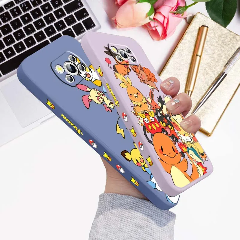 

Cartoon P-Pokemons Cute Phone Case For Xiaomi Mi Poco X3 X4 X5 X6 M4 M5 M6 F4 F5 F3 GT Pro 5G Liquid Left Rope Cover