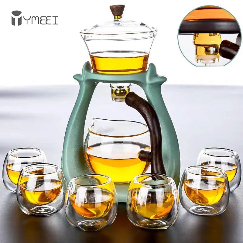 

YMEEI Kung Fu Glass Tea Set Magnetic Water Diversion Tea Infusers Kettles Tea Coffee Maker Glasses Magnetic Tea Drinking Gift