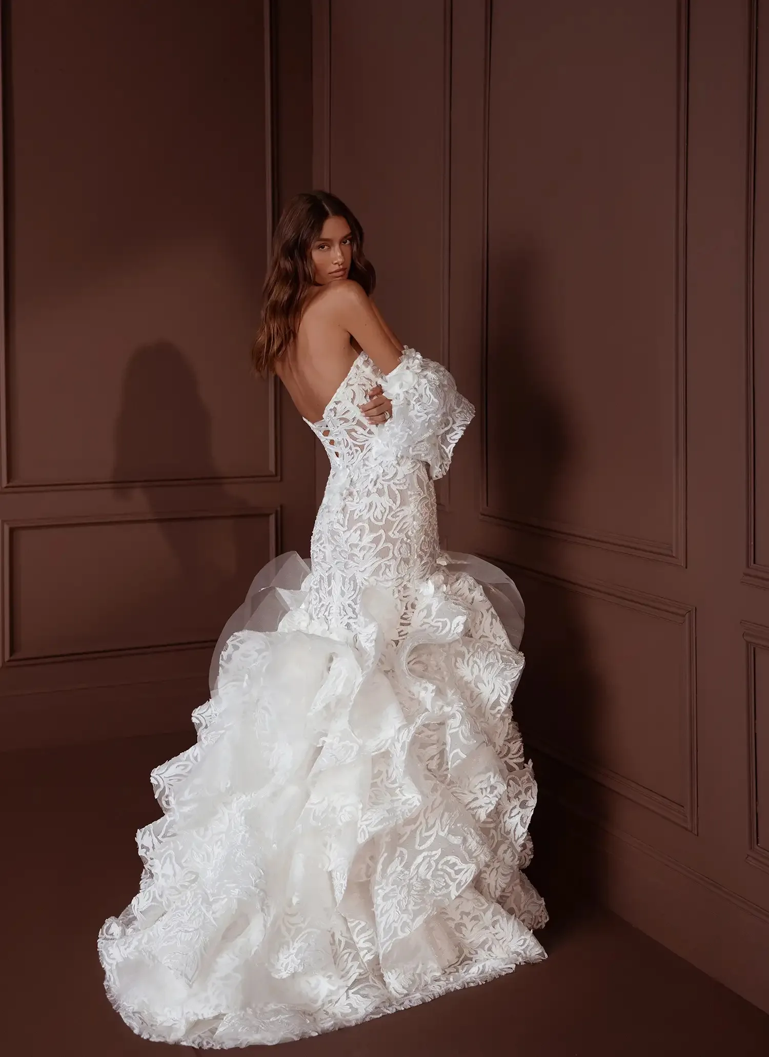 ชุดแต่งงานหรูหรา ทรงเมอร์เมด ประดับลูกไม้ สายเดี่ยว เปิดหลัง ชุดเจ้าสาว สำหรับโอกาสพิเศษ  ชุดแต่งงาน  สามารถสั่งตัดได้