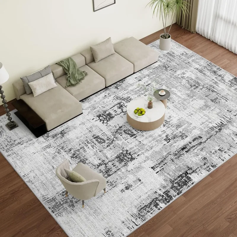 Washable Abstract Area Rug - Contemporary Style for Living Room, Bedroom, Kitchen - Machine Washable Rug for Living