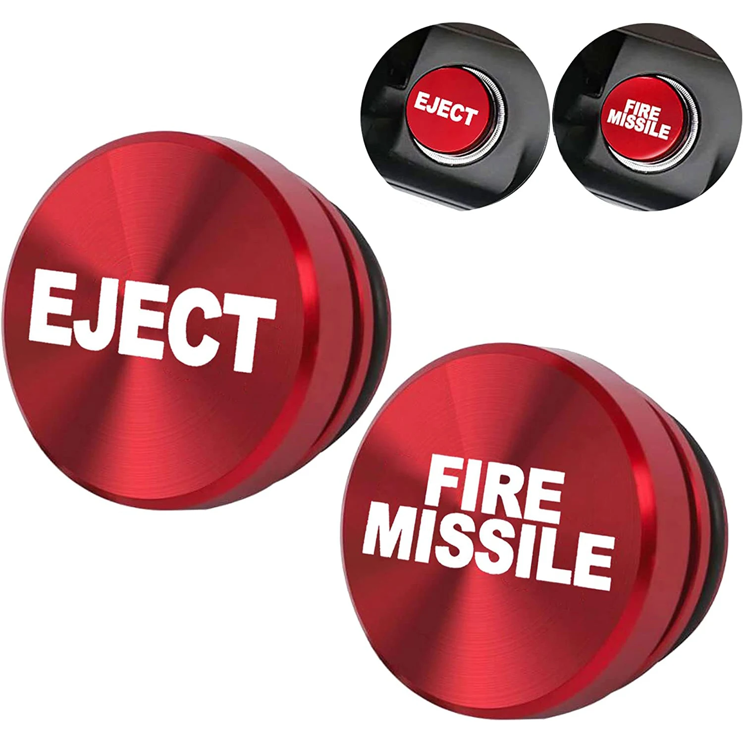 

Aluminum EJECT FIRE MISSILE Button Car Cigarette Lighter Plug Cover Fits Most Automotive Vehicles Boats with 12 V Power Source