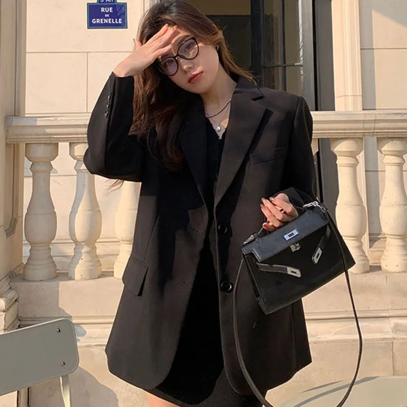 2025 Women High-end Casual Blazer Outwear Spring Autumn Ladies Fashion Solid Color Suit Outwear Korean Female Long Sleeves Coat