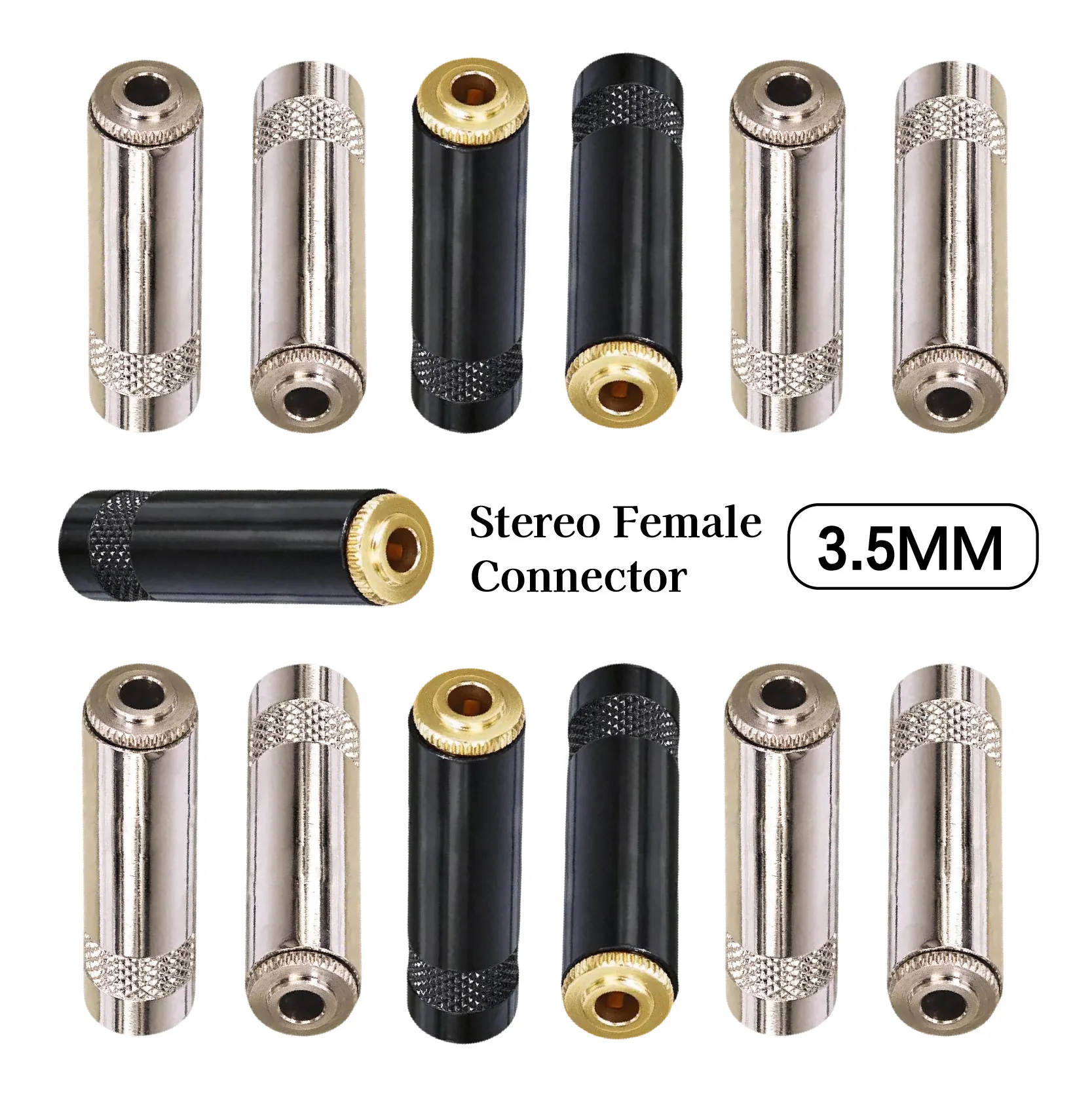 

2Pcs DIY Female 3.5mm Jack Solder Connector 3 Pole Stereo Headphone Cable Adapters Black Silvery