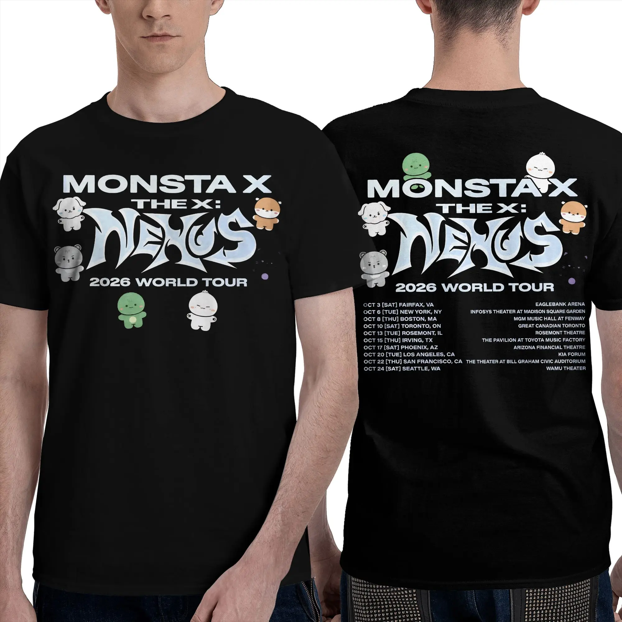 Summer Monsta X the X Nexus North America World Tour Shirt Merch Men Women Cotton Fashion  Tees Short Sleeve Clothing