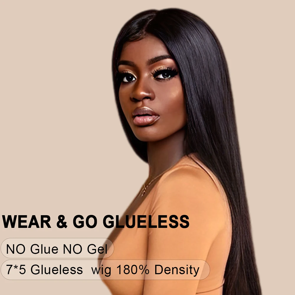 

Wear And Go Glueless 7x5 Lace Closure Wigs Uniky Hair Pre Cut PrePlucked Human Hair Wig Glueless Straight Glueless Wig 30 32inch