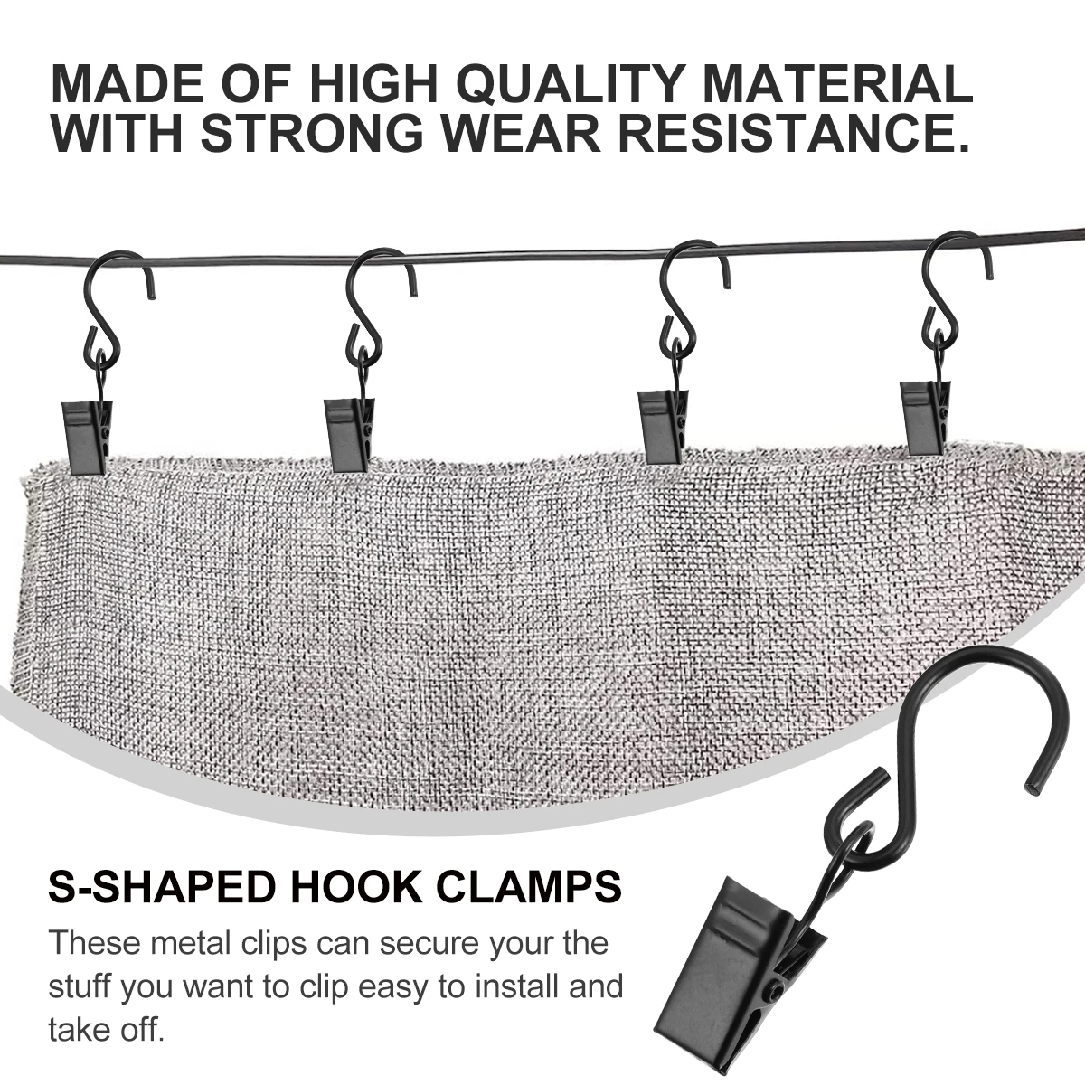 

20pcs Iron Hook Clips Waterproof Light Metal Curtain Clamps For Shower Bath Towel Clothes Duvet Blanket Hanging