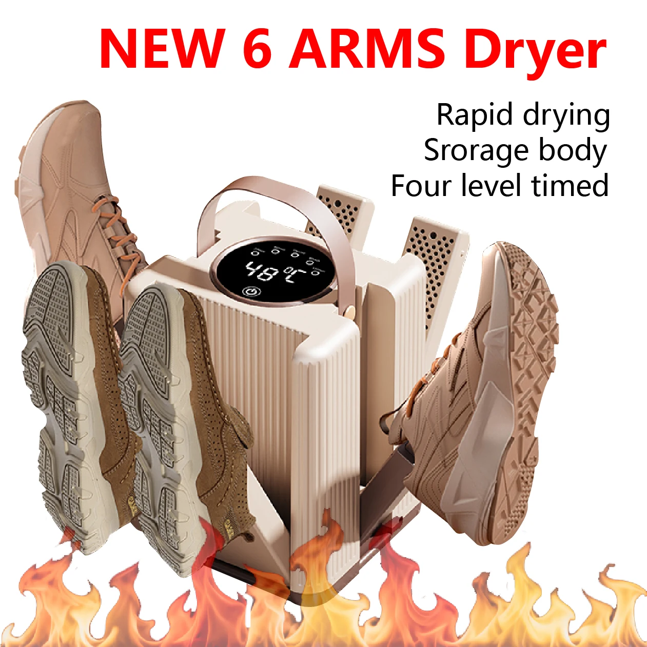 

Сушилка для обуви с шестью ручками, складная электрическая сушилка для обуви и ботинок, контроль времени, бытовая грелка для обуви, портативный обогреватель для носков, ботинок