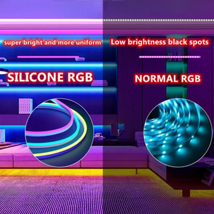 RGB Esports Room Neon Strip Light USB Waterproof Flexible Ribbon Tape Neon Lights with Bluetooth Remote Control for Home Decor image 5