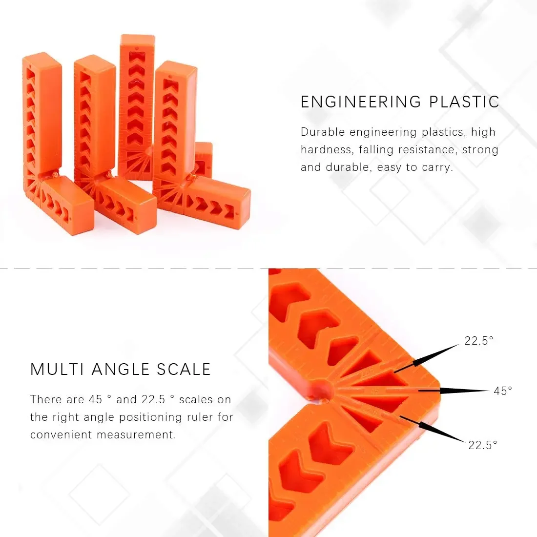 4PCS Plastic Right Angle Ruler Holder 90°Auxiliary Positioner Tool Overline L-Shaped Spacer Fixed Angle Gripper Woodworking Tool