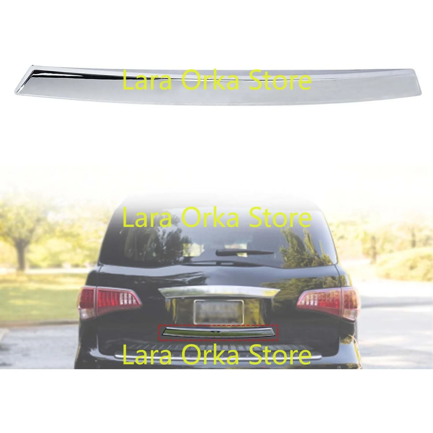 Rear Tailgate Lower Chrome Molding Trim Compatible with Infiniti QX56 2011-2013  , Center Replace 90818-1LA0A 908181LA0A