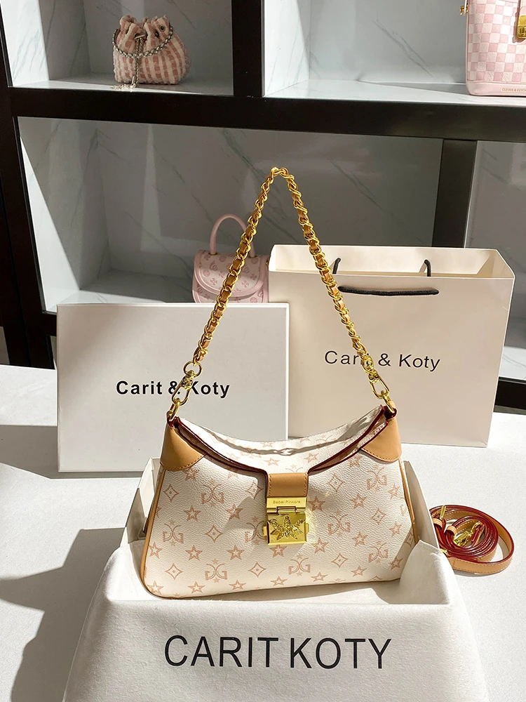 

Luxury and Vintage Handheld Baguette Bag with Classic Letter Printing and Delicate Chain Design Women's New Fashion Shoulder Bag