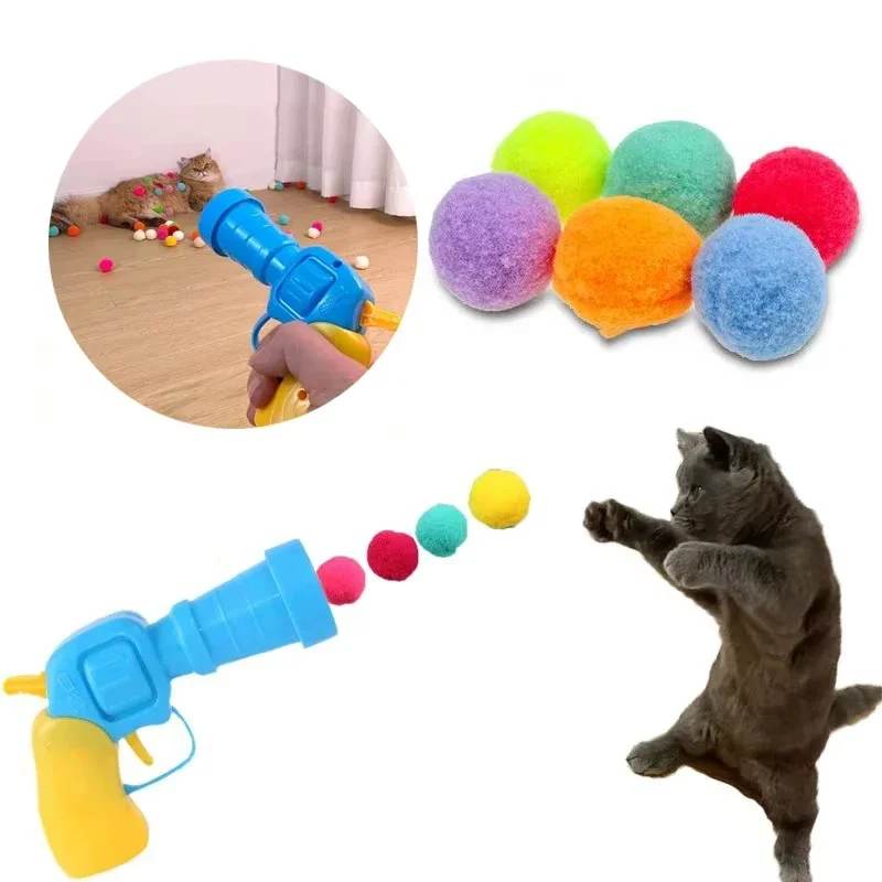 Interaktywne zabawki dla kotów do nauki uruchamiania - kreatywne mini pompony Rozciągliwe pluszowe gry w piłkę dla rozrywki kociąt i szczeniąt