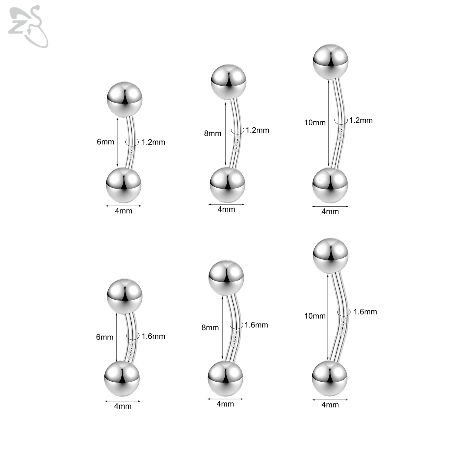 AOEDEJ 1 Piece 14G/16G 925 Sterling Silver Belly Button Ring Double Headed Ball Navel Rings Simple Navel Piercing Jewelry Gifts