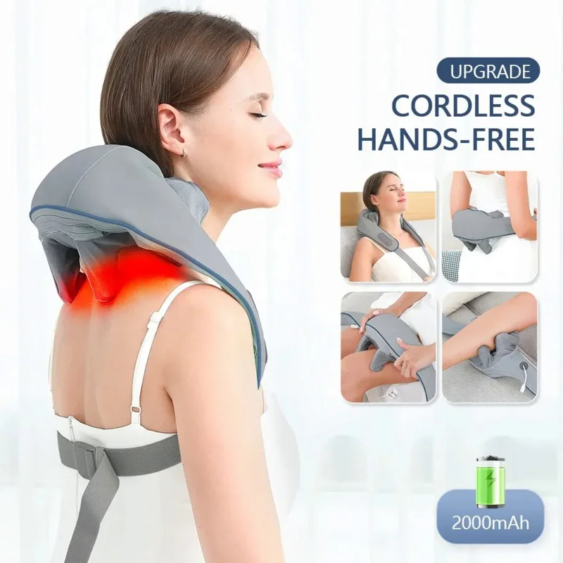 

Foreverlily Wireless Neck And Back Massager Neck And Shoulder Kneading Massage Shawl Neck Cervical Relaxing Trapezius Massager