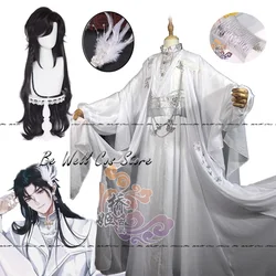 Hua Cheng Cosplay Costume Wig White Clothes Tian Guan Ci Fu Chinese Hanfu San Lang Huacheng Outfits With Eyemask Wrist Guard
