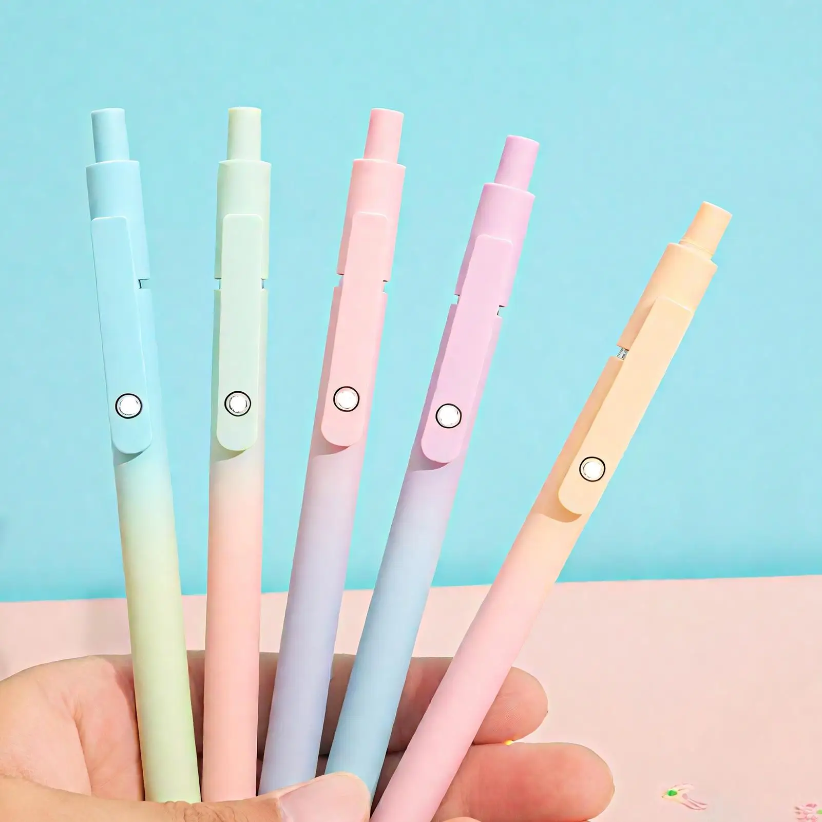 

5 Pieces Gel Ink Pens 0.7 mm Pens Fine Point Smooth Writing Pens Precision Tip Supplies Marker Stationery with Clip for Student