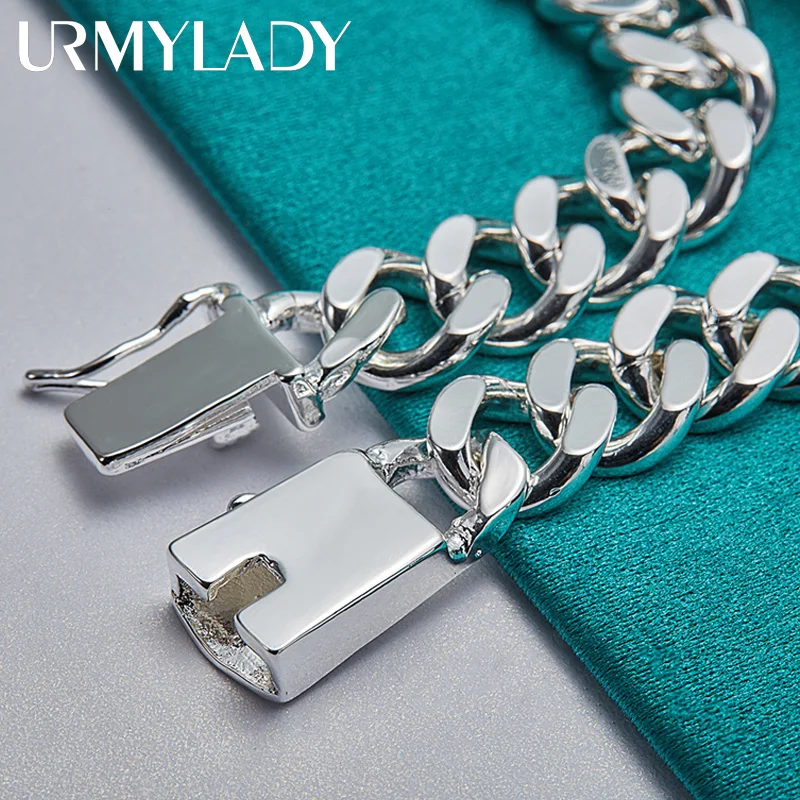 Charm 925 sterling silver design noble pretty 10MM Mens chain Jewelry fashion Geometric Bracelet factory price