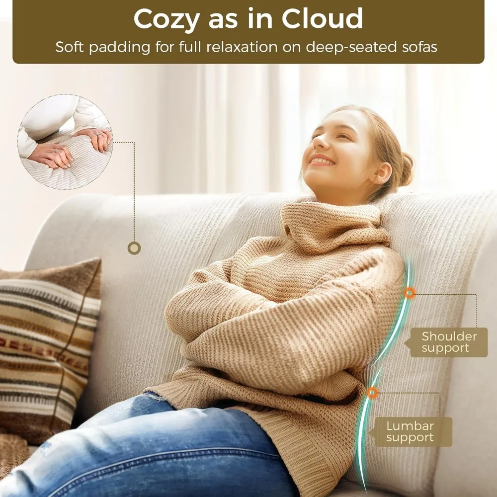 أريكة KKL مقاس 89 بوصة، راحة سحابة قطيفة مع جلوس عميق، أريكة 3 مقاعد لغرفة المعيشة، تنجيد شانيل، إطار خشبي #5