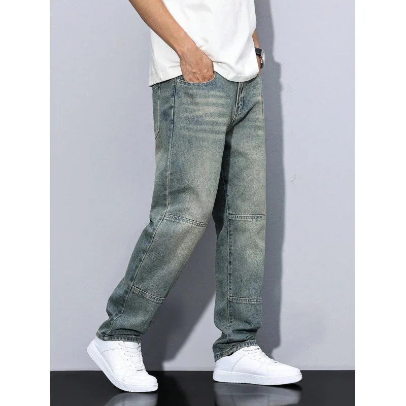 

Straight Jeans Men's Comfortable Non-deformable Summer Jeans Neutral Waist Cord Closure Other Fabric Non-branded