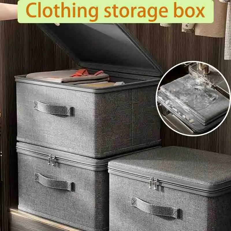Home Fabric Large Capacity Oversized Wardrobe Clothes Blankets Layered Sorting Box Portable Storage Basket Clothing Storage Box