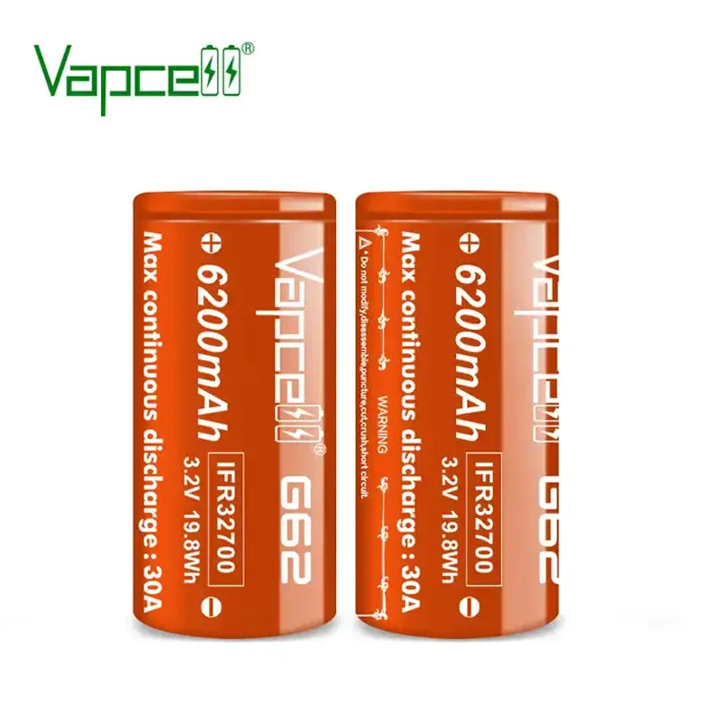 Original Vapcell G62 IFR 32700 Battery 6200mAh Capacity CDR 30A Max 55A 3.2V Lifepo4 Battery For DIY Battery Pack Flashlight