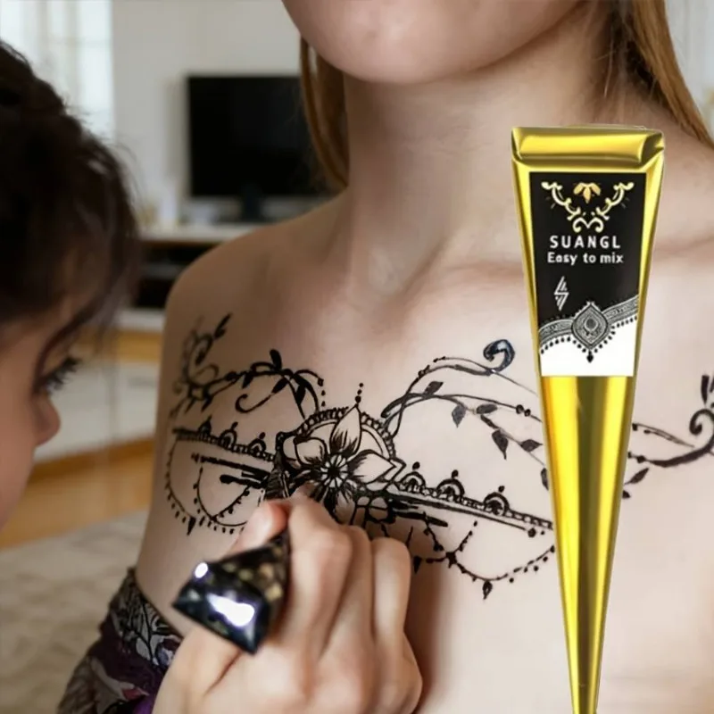 Henna Temporary Tattoo Kit Party Bridal Hand Paint Tool DIY Body Art Skin Drawing Design Gift for Women Men Tattoo Supplies