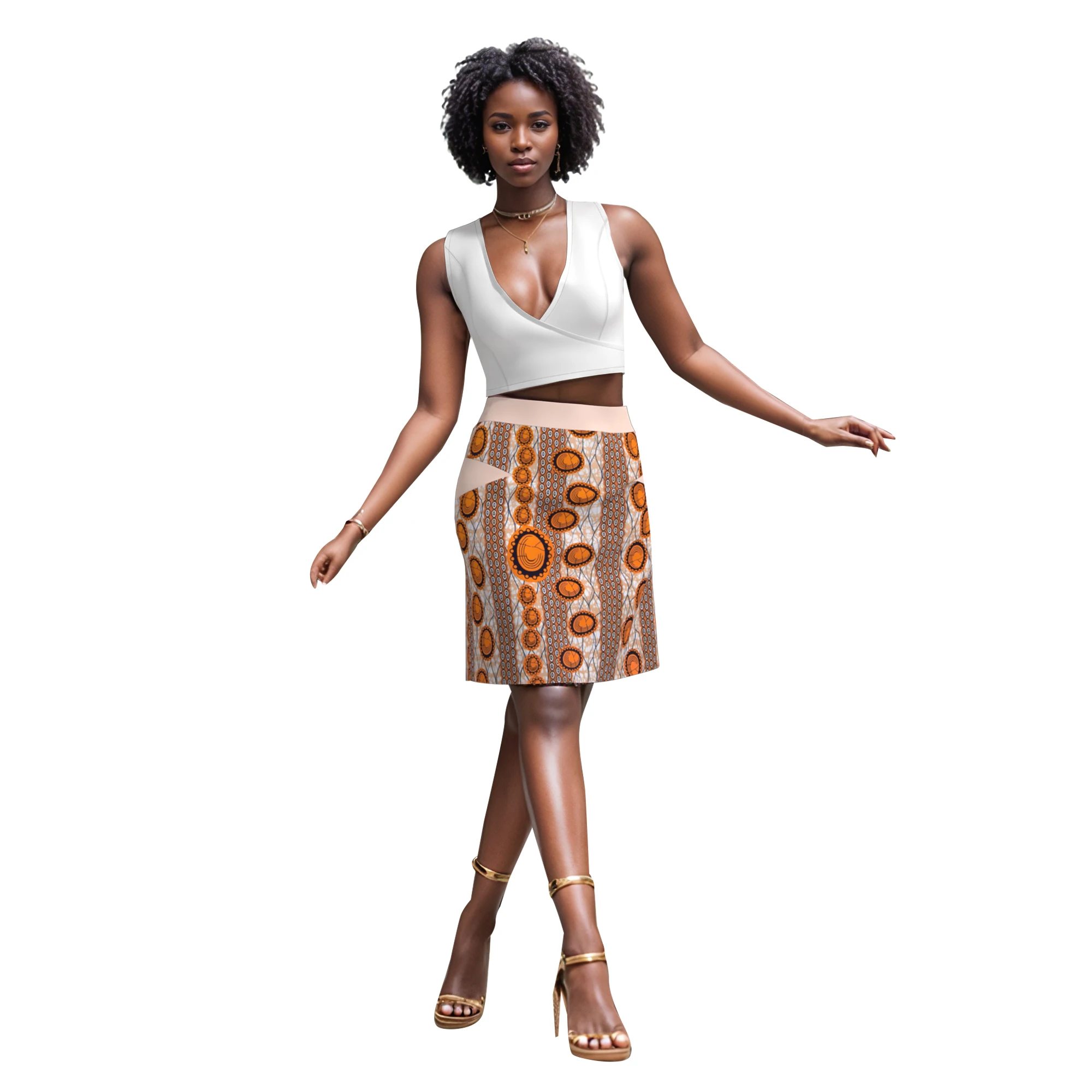 

African Mini Skirt for Women Ankara Wax Print Party Clothing Elastic Waist Women Batik Cotton Skirt Wy10496