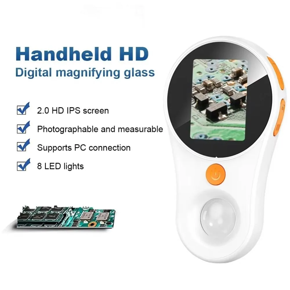 500X Zoom Children's Digital Microscope 2 Inch IPS Screen Handheld Pocket Microscope HD 2 MP Pixels Magnifying Glass