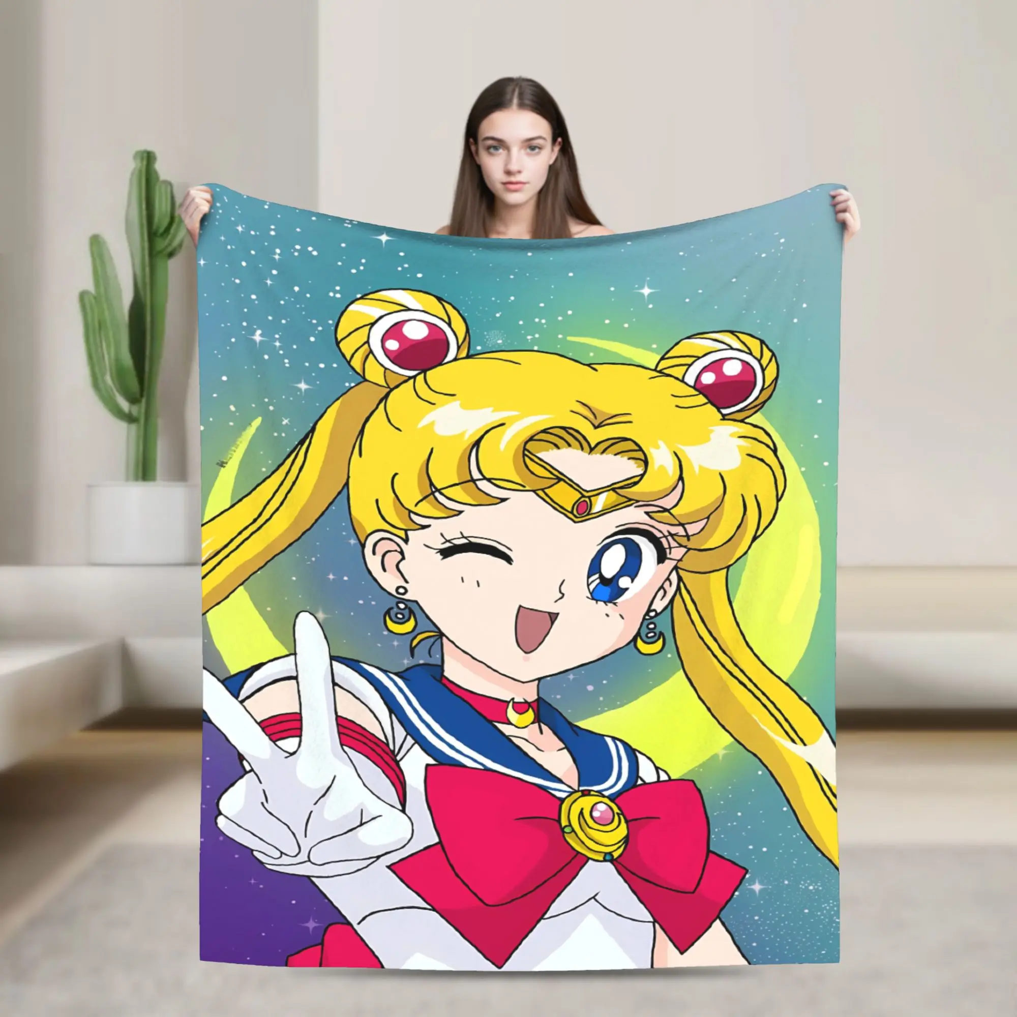 Anime S-Sailors Moons Flannel printed blanket suitable for all seasons suitable for living room office sofa and travel 180x250CM