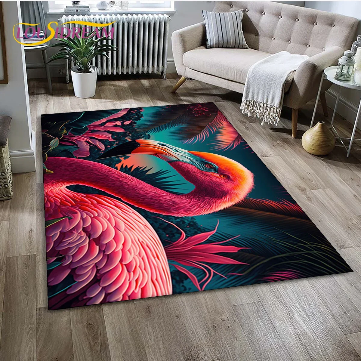 

Cartoon Pink Flamingo Bird Rainforest Carpet Rug for Home Living Room Bedroom Sofa Doormat Decor,kid Area Rug Non-slip Floor Mat
