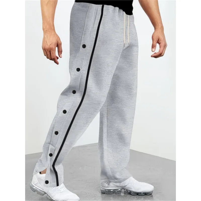 

Autumn New Fashion Men's Casual Sports Buttoned Pants Straight Drawstring Trousers