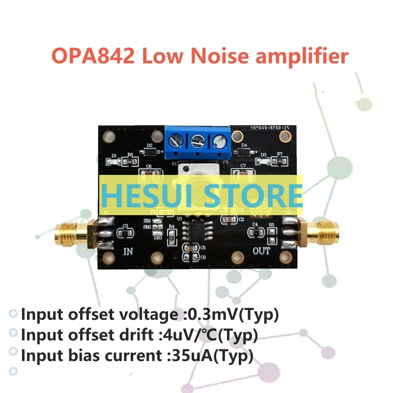 OPA842 Low Noise Amplifier module 400MHz bandwidth open loop gain 110dB unit gain stable