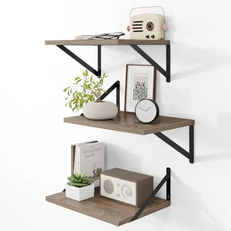 

Deep Floating Shelves for Wall 12 Inch Deep Floating Shelves Set of 3 16W x 12D Wood Wall Shelves Wide Wood Shelves with Metal