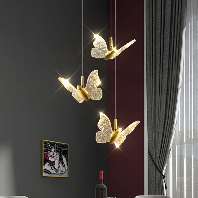

Nordic Butterfly lamp restaurant Chandelier modern LED pendant lights home decor lustre designer hanging lights dining room lamp
