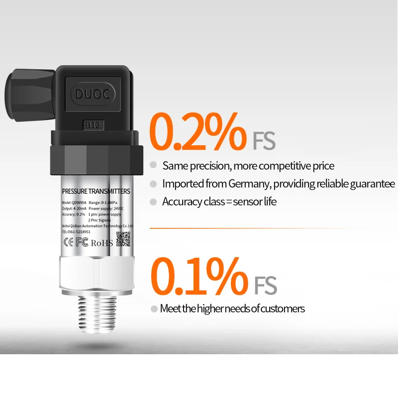 Small Pressure Sensor Transmitter 4-20mA 0-10V 0-5V RS485 0-1.6Mpa 0-10bar 0-2.5Mpa 0-25bar G1/4 DC24V Pressure Transducer