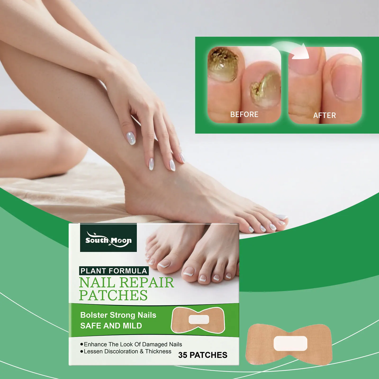 Nail care patches - Strengthen & Care for Damaged Nails,Safe Mild Care to Bolster Nails.35 patches