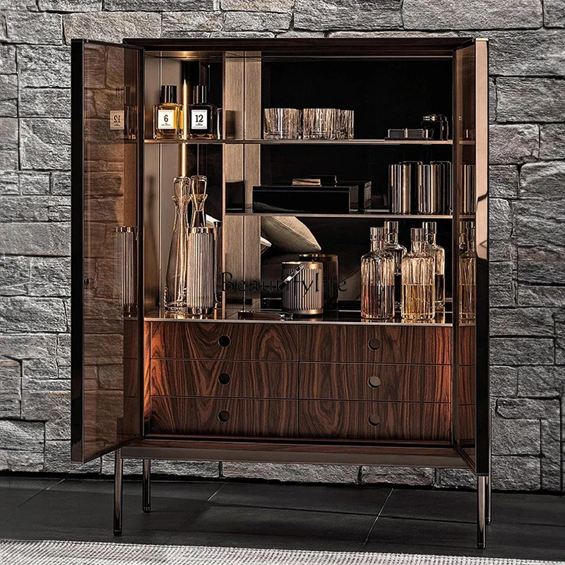 

yj5 -*Italian light luxury solid wood wine cabinet double door minimalist wall decorative cabinet