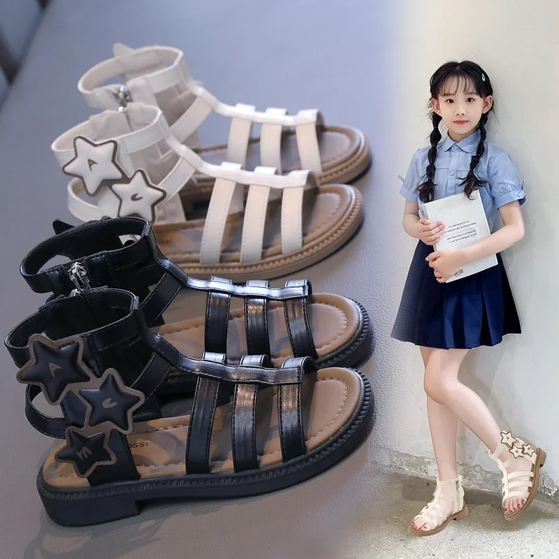 

Children's Shoes Girls' Roman Sandals Summer New Children's Soft Soles Non-slip Fashion Open-toed Princess Shoes Big Children