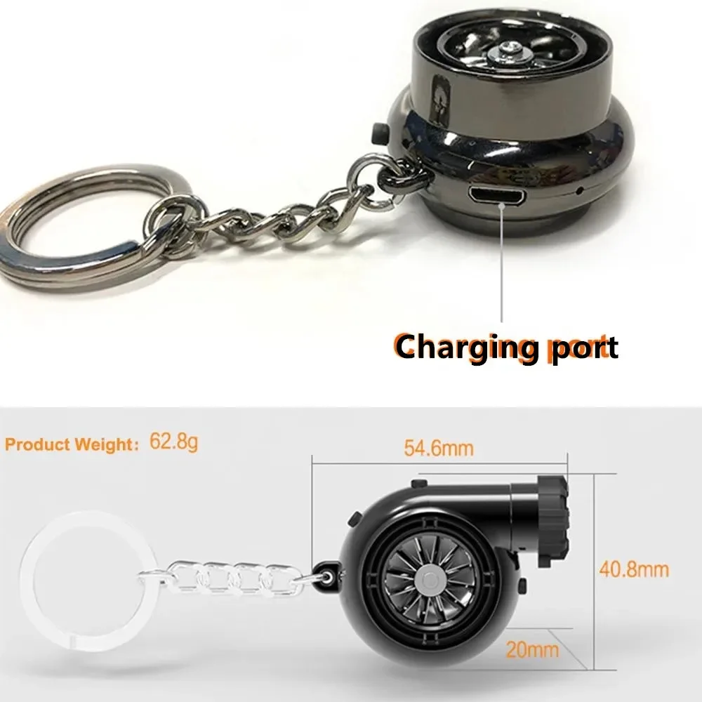 Outdoor Turbine Lighter Turbo Cigarette Lighter USB Charging Keychain Metal Car Keychain Pendant Car Modified Creative Gifts